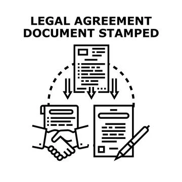 Legal agreement document processing between business partners Stock Illustration
