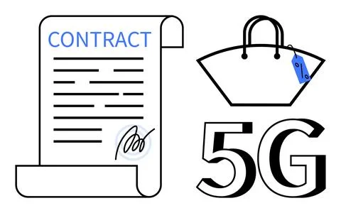 Legal agreements, e-commerce, technology innovation, online shopping, wireles Stock Illustration