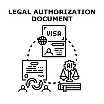 Legal authorization approval document, visa, and law concept Stock Illustration