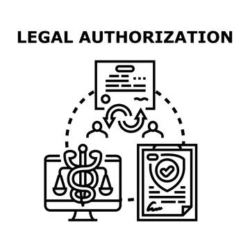 Legal authorization concept with documents and legal processes Stock Illustration