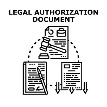 Legal authorization document process illustrating official approval Stock Illustration