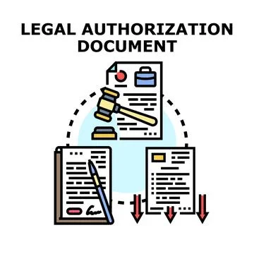 Legal authorization document process illustrating official approval 库存插图