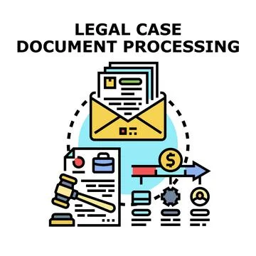 Legal case document processing and legal services concept Stock Illustration