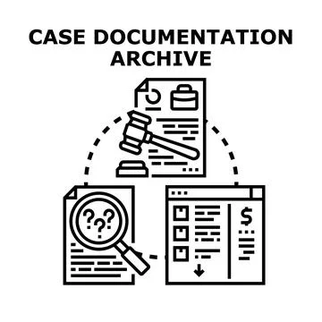 Legal case documentation process and archive management Stock Illustration