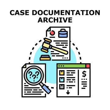Legal case documentation process and archive management Stock Illustration
