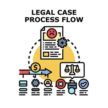 Legal case process flow chart illustration Ilustración de archivo