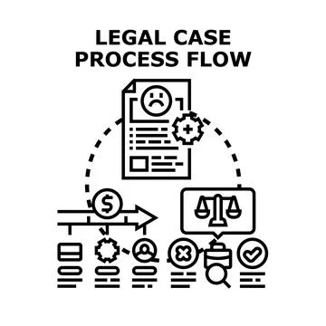 Legal case process flow chart illustration Stock Illustration
