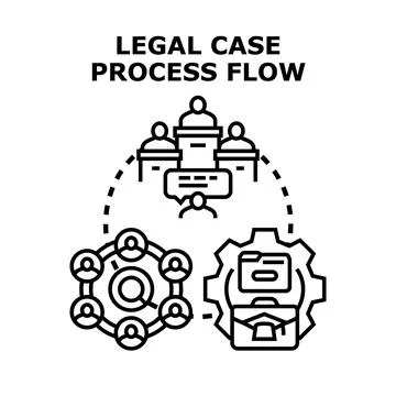 Legal case process flow planning and management Stock Illustration