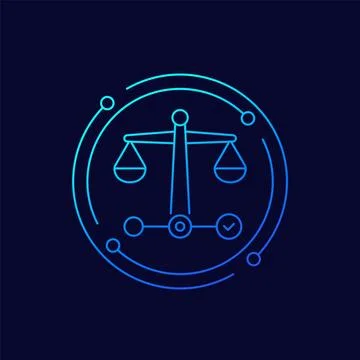Legal case progress icon, linear design Stock Illustration
