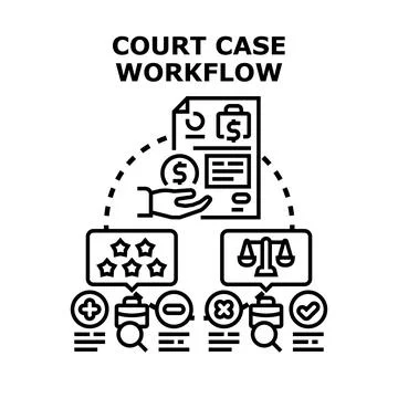 Legal case workflow concept evaluating justice process Ilustração Stock