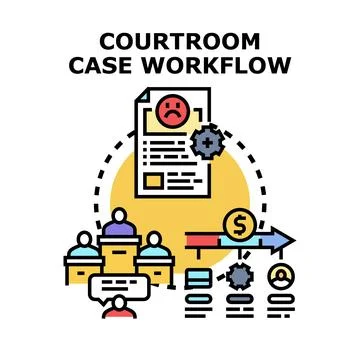Legal case workflow decision process concept Stock Illustration