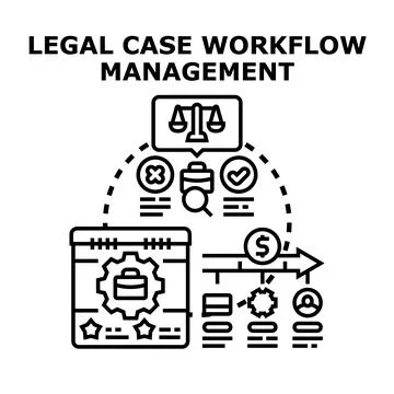 Legal case workflow management process planning illustration 스톡 일러스트