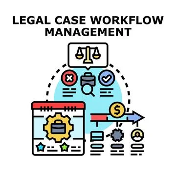 Legal case workflow management process planning illustration Stock-Illustration