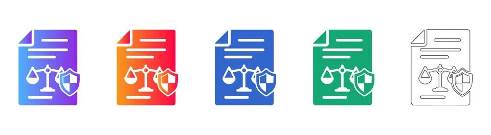 Legal Compliance Document Icon Set Stock Illustration