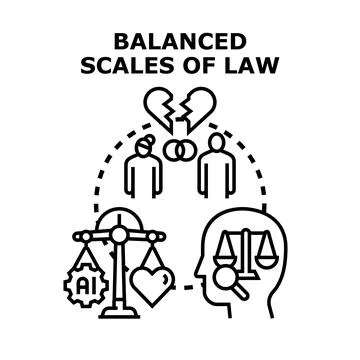 Legal considerations balancing artificial intelligence, emotions, and relatio Stock Illustration