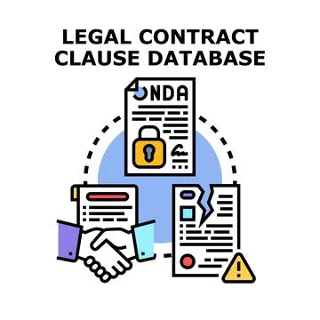 Legal contract clause database managing agreements and risks Stock Illustration