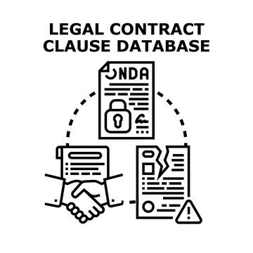 Legal contract clause database managing agreements and risks Stock Illustration