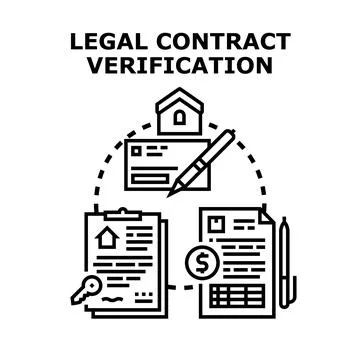 Legal contract verification process checking property documents Stock Illustration