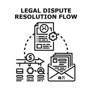 Legal dispute resolution flow process vector illustration Stock Illustration