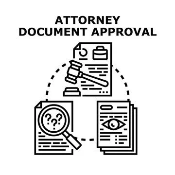 Legal document approval process for attorney services Stock Illustration
