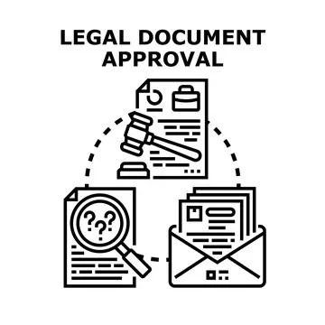 Legal document approval process concept reviewing papers Stock Illustration