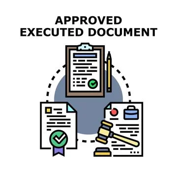 Legal document approval process contract execution signing 스톡 일러스트