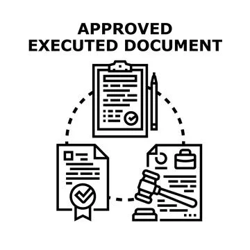 Legal document approval process contract execution signing Stock Illustration