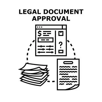Legal document approval process with official papers Stock Illustration