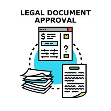 Legal document approval process with official papers Stock Illustration