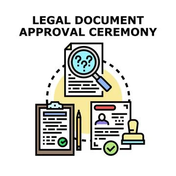 Legal document approval process verification ceremony Stock Illustration