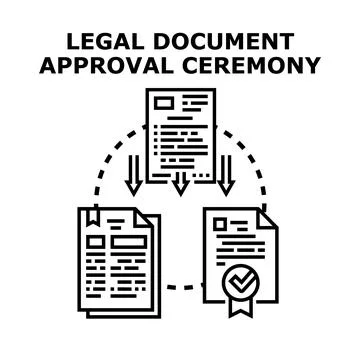Legal document approval processing and validation icon Ilustración de archivo
