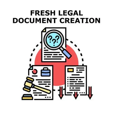 Legal document creation process and research workflow Stock Illustration