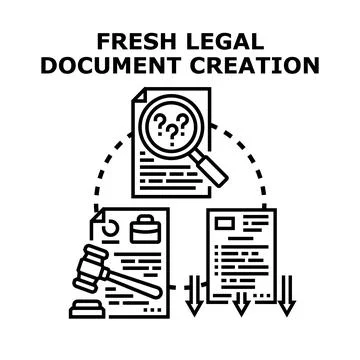 Legal document creation process and research workflow Stock Illustration