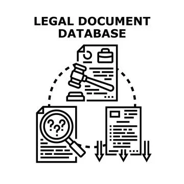 Legal document database system for law research Stock Illustration