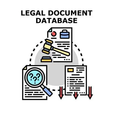 Legal document database system for law research Stock Illustration