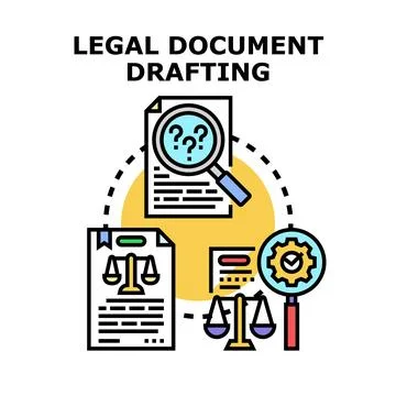 Legal document drafting process preparing paperwork for attorney Illustrazione stock