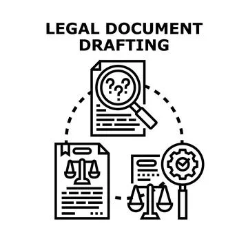 Legal document drafting process preparing paperwork for attorney Stock Illustration