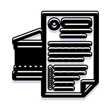 Legal document icon presenting contract and legislation Stock Illustration