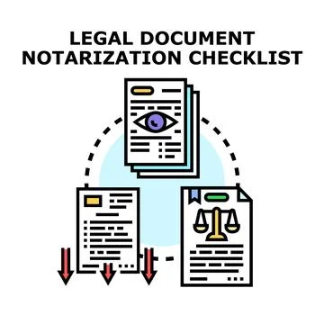 Legal document notarization checklist process concept Stock Illustration
