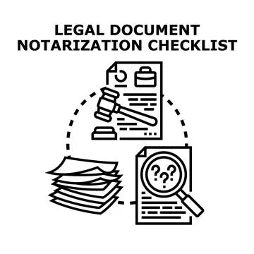 Legal document notarization process and checklist icon Ilustración de archivo