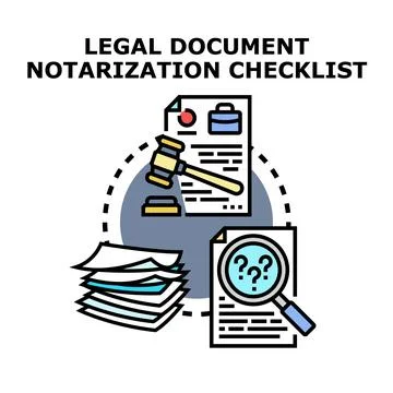 Legal document notarization process and checklist icon Ilustración de archivo
