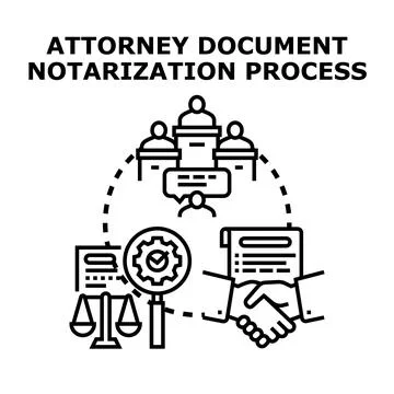Legal document notarization process with attorney consultation Stock Illustration