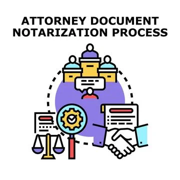 Legal document notarization process with attorney consultation Stock Illustration