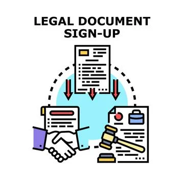 Legal document sign up process contract agreement Stock Illustration