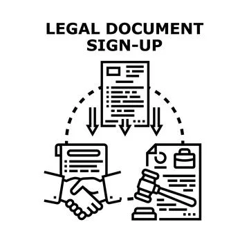 Legal document sign up process contract agreement 스톡 일러스트