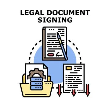 Legal document signing process concept illustration 스톡 일러스트