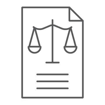 Legal document thin line icon, law and paper, declaration sign, vector graphics Stock Illustration