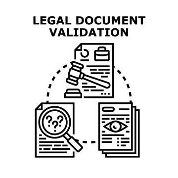 Legal document validation process and certification concept Stock Illustration