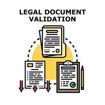 Legal document validation process and certification concept Stock Illustration