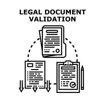 Legal document validation process and certification concept Stock Illustration